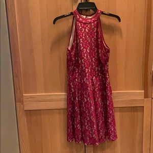 red lace overlay party/formal dress
